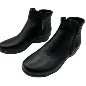 Propet Womens Black Leather Ankle Boots 11 W Double Zipper Comfortable & Stylish